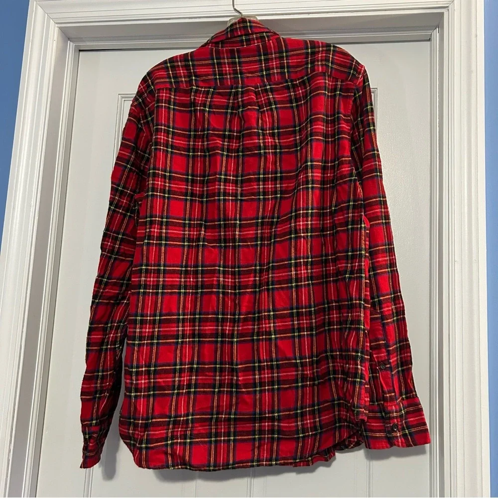 J. Crew men’s medium red plaid flannel button down 100% cotton Christmas NWT